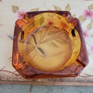Vintage Amber Glass Ashtray